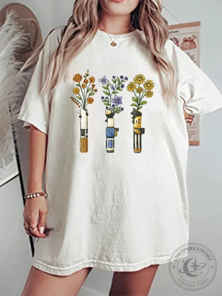 Vintage Flower Light Graphic Oversized T-Shirt for Women